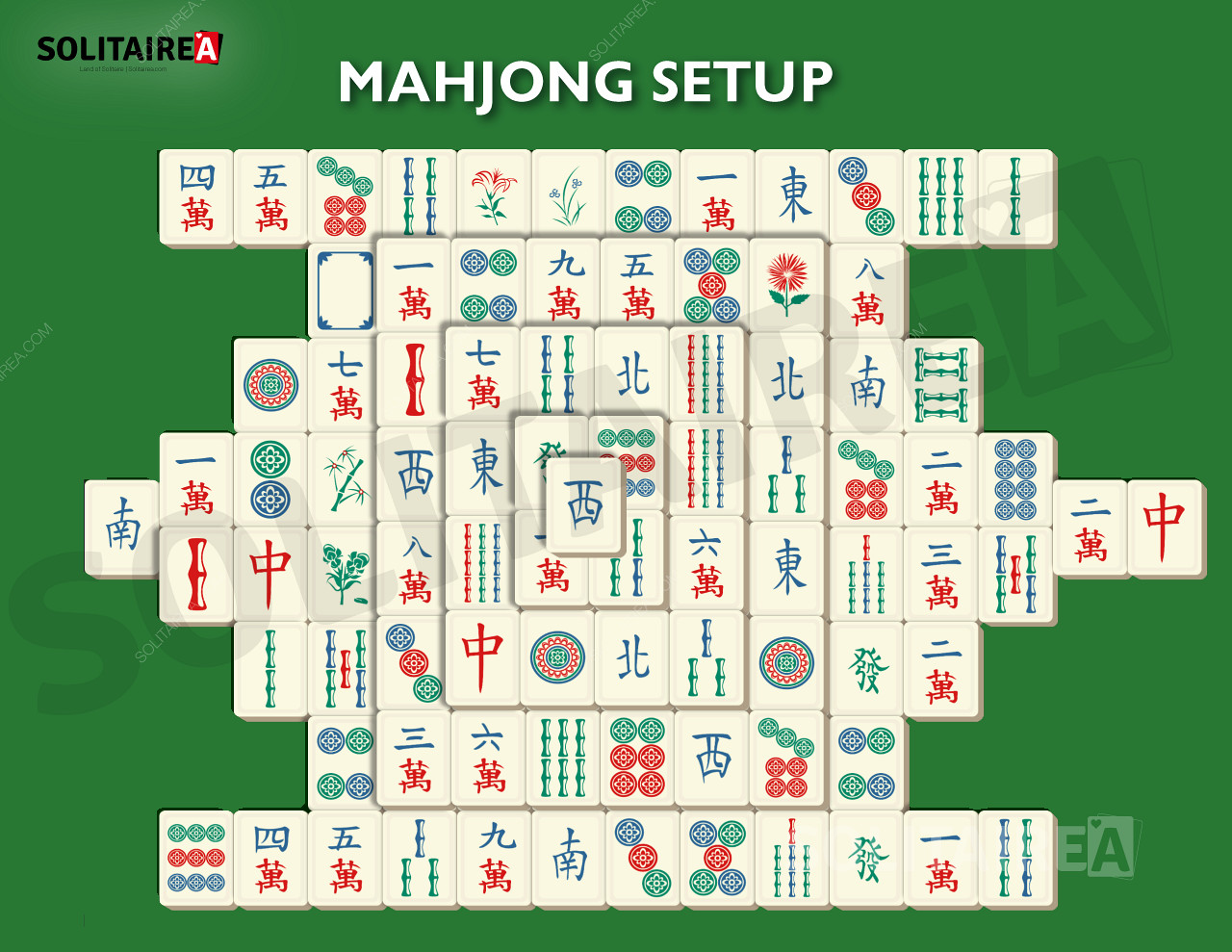 Obrázek ukazuje, jak vypadá nastavení hry Mahjong Solitaire.